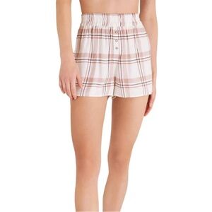 Z Supply Plaid Boxer Shorts Size in White Stripe Small NWT